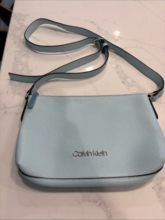 Calvin Klein Handbags - Calvin Klein Pale Blue Pebbled Crossbody Bag